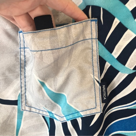 Nautica size 38 swim trunks  blue, light gray turquoise & navy - Picture 4 of 9